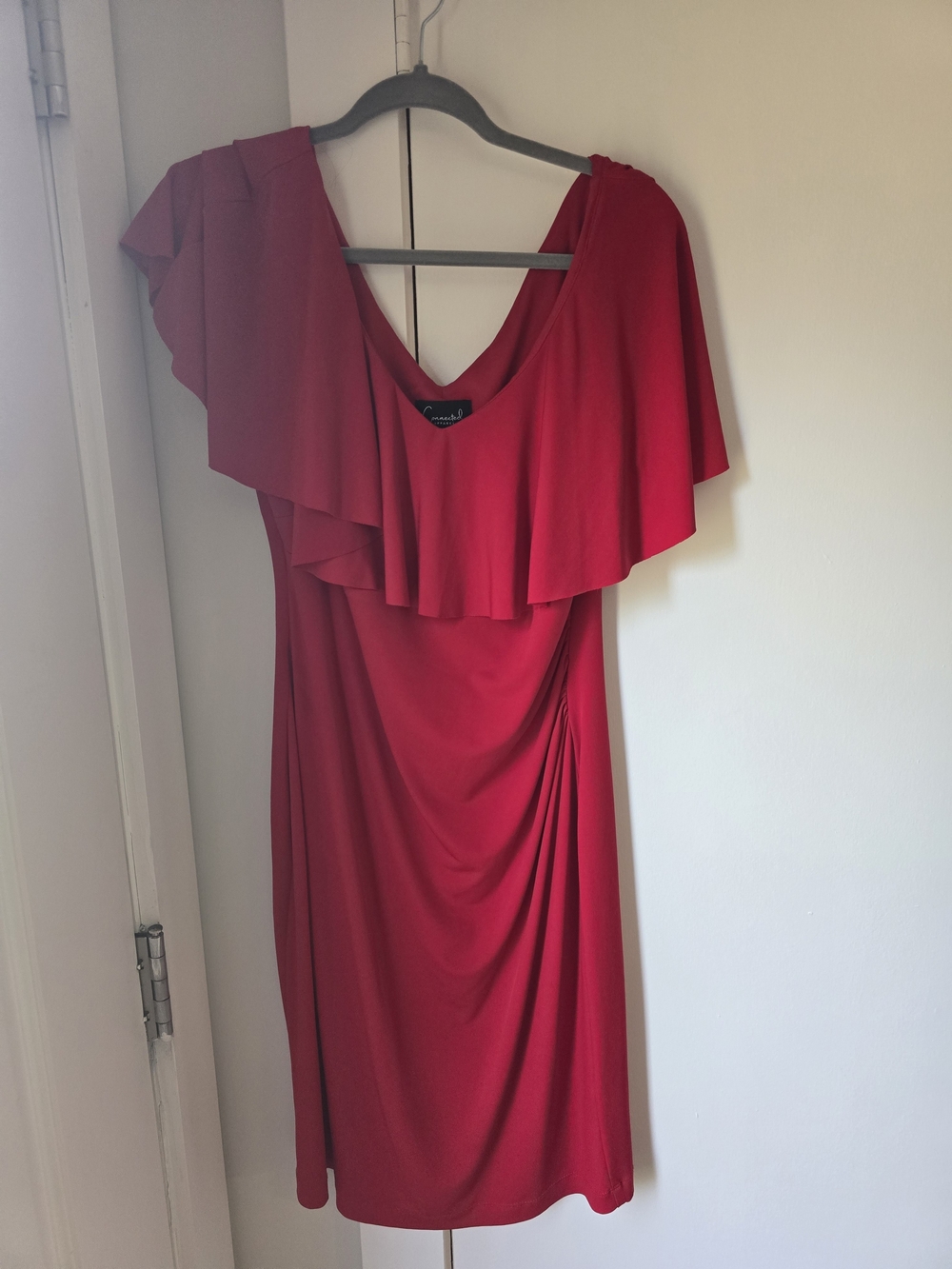 Red Ruffled Off-Shoulder Women’s Dress